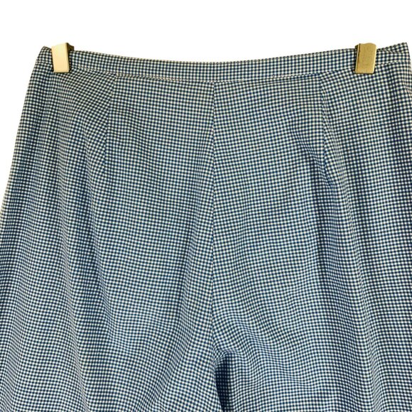 Gingham Blue & white  Check Cropped Picnic PANTS Size 8 petites Talbot - Picture 6 of 16